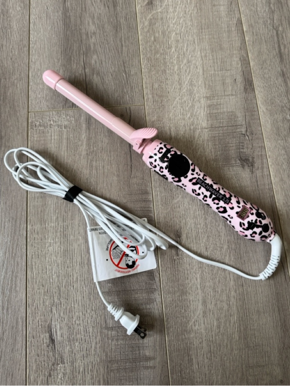 Pink Leopard Ceramic Curling Wand - Women Hair Tool